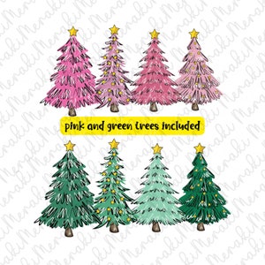 Christmas Tree Png, Merry and Bright Png, Sublimation Png, Pink Christmas Png, Christmas Shirt Png, Minimalist Christmas Png