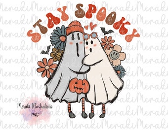 Temporada espeluznante PNG-Halloween Sublimación Diseño digital Descargar-lindo fantasma png, Stay Spooky png, Retro Ghost png, png de moda, png de calabaza