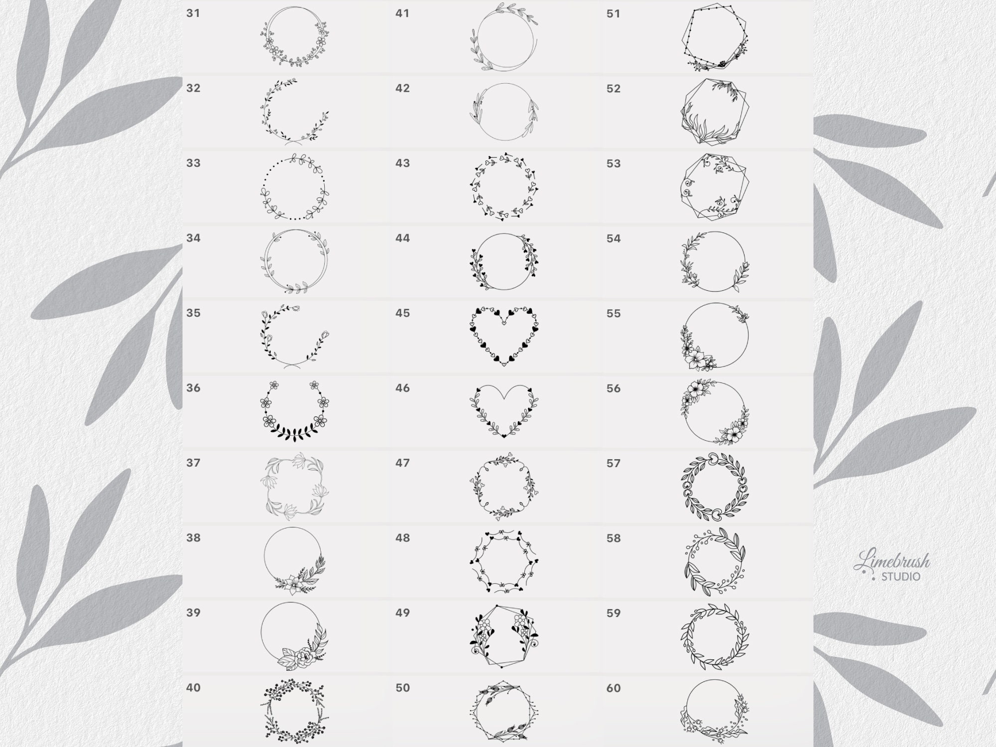 Floral Wreath Stamps for Procreate | 60 Decorative Wildflower Circle ...