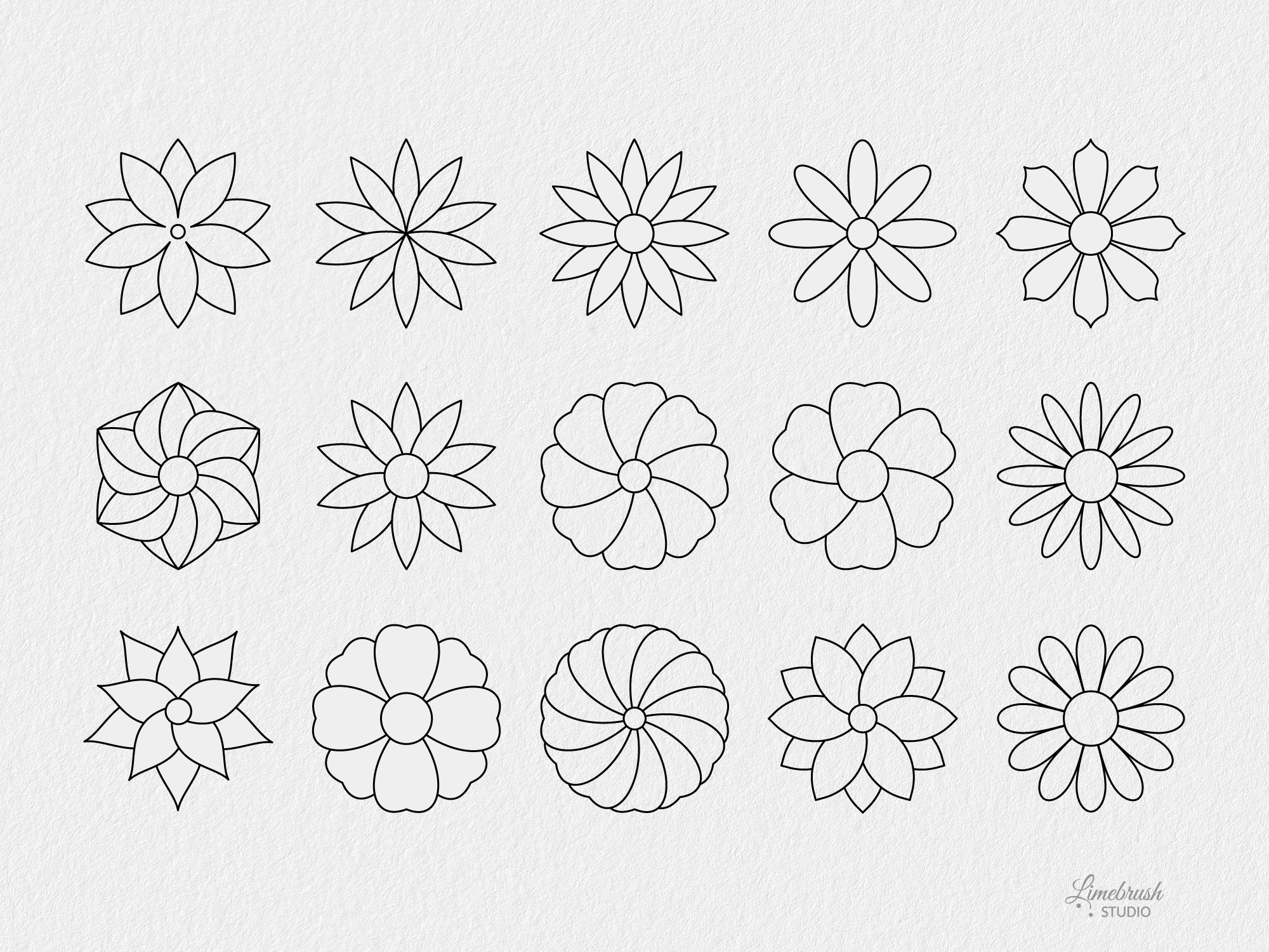 Flower Stamps for Procreate | 50 Minimalistic Botanical Blossom ...