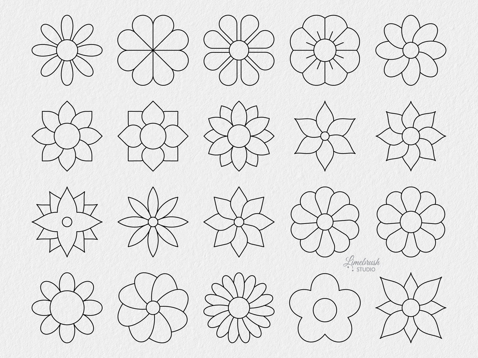 Flower Stamps for Procreate | 50 Minimalistic Botanical Blossom ...