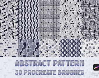 Abstract Pattern Procreate Brushes | 30 Seamless Patterns Brush Set | Contemporary Art Collage with Abstract Shapes