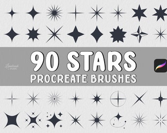 Star Procreate Stamps | 90 Twinkling Stars and Sparkles for Procreate | Geometric Shapes Brush Set