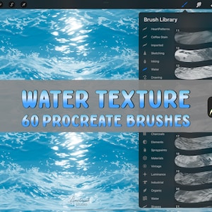 Water Texture Procreate Brushes | Realsitic Water Seamless Surface | 60 Sea, Ocean, Pool Water Brushes