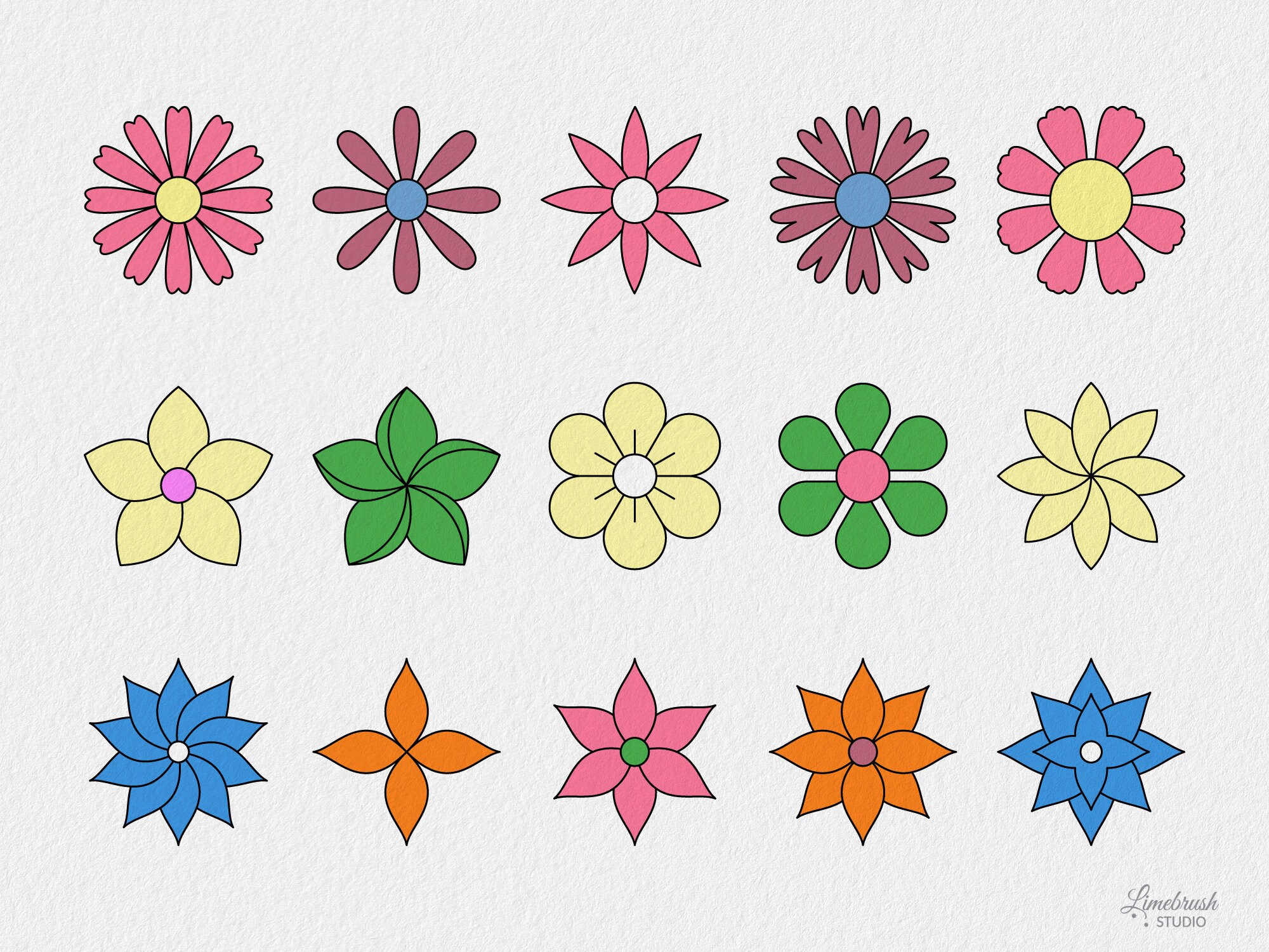 Flower Stamps for Procreate | 50 Minimalistic Botanical Blossom ...