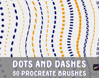 Dots and Dashes Procreate Brushes| 50 Decorative Border Lines | Geometric Dotted & Dashed Brush Set
