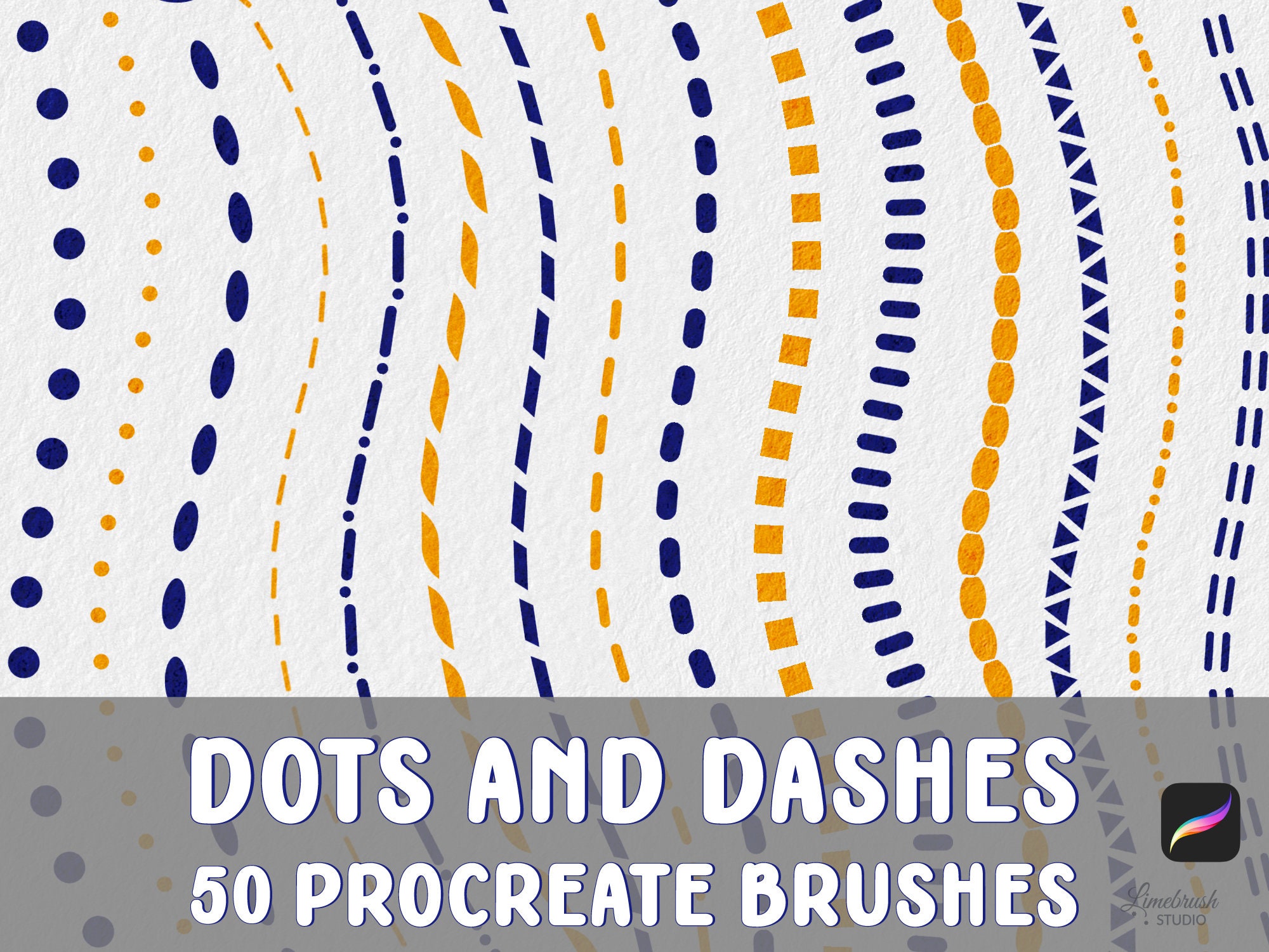 Pinceles Procreate Dots and Dashes – 50 líneas de borde geométricas para patrones y acentos
