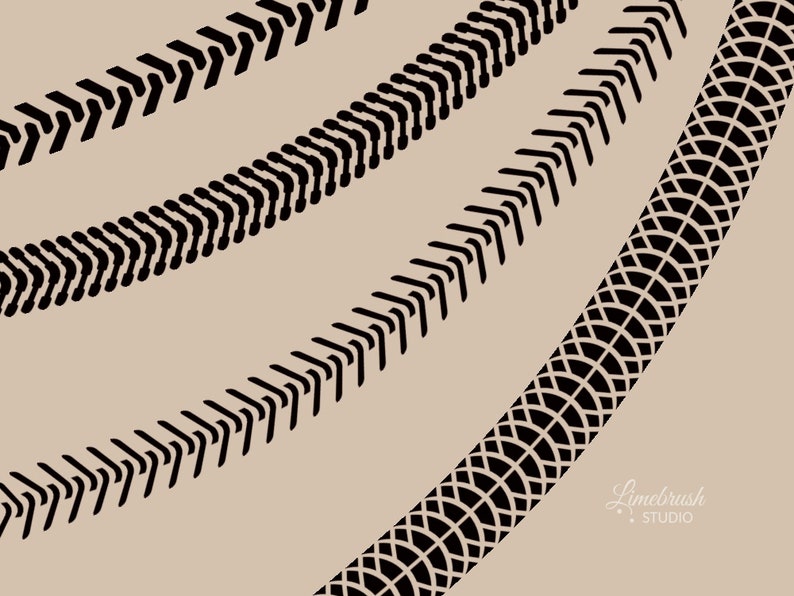 Tire Tracks Procreate Brushes 31 Different Tire Car and Bike Tracks