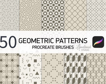 50 Procreate Geometric Patterns Brushes | Seamless Pattern Brush Set | Tattoo Patterns