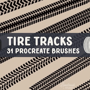 Tire Tracks Procreate Brushes | 31 Different Tire Car and Bike Tracks | Rubber Marks on the Road