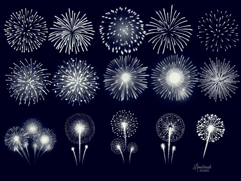 50 Firework Effect Stamps for Procreate | Realistic Firework for ...
