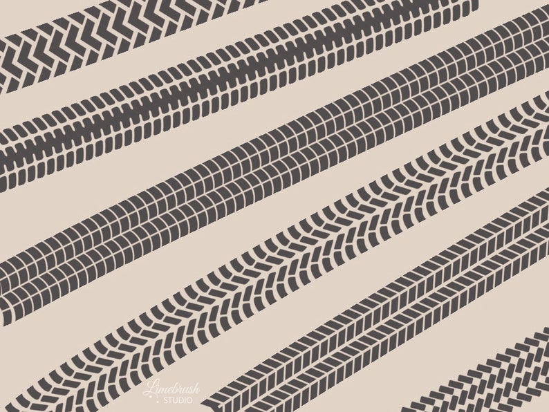 Tire Tracks Procreate Brushes 31 Different Tire Car and Bike Tracks