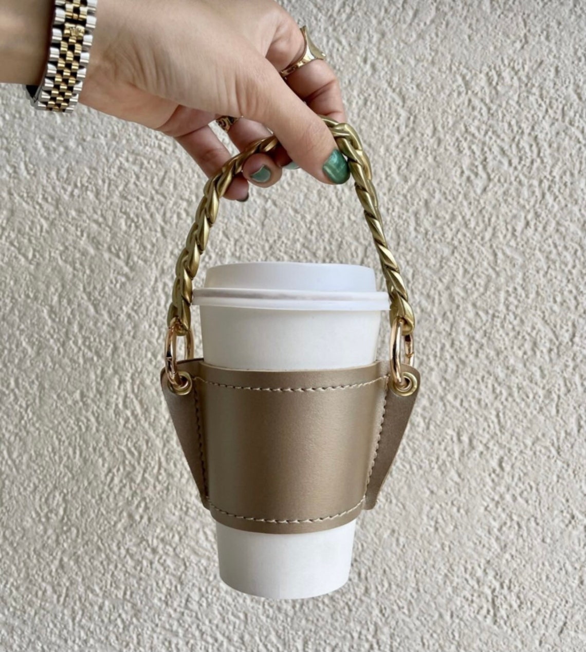 Porte-tasse à café en cuir fait à la main / Porte-tasse à café image 7
