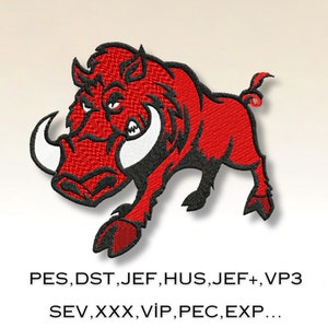 Angry Warthog Embroidery Design – 6 Sizes, Instant Download, PES, DST, JEF, VP3 Formats