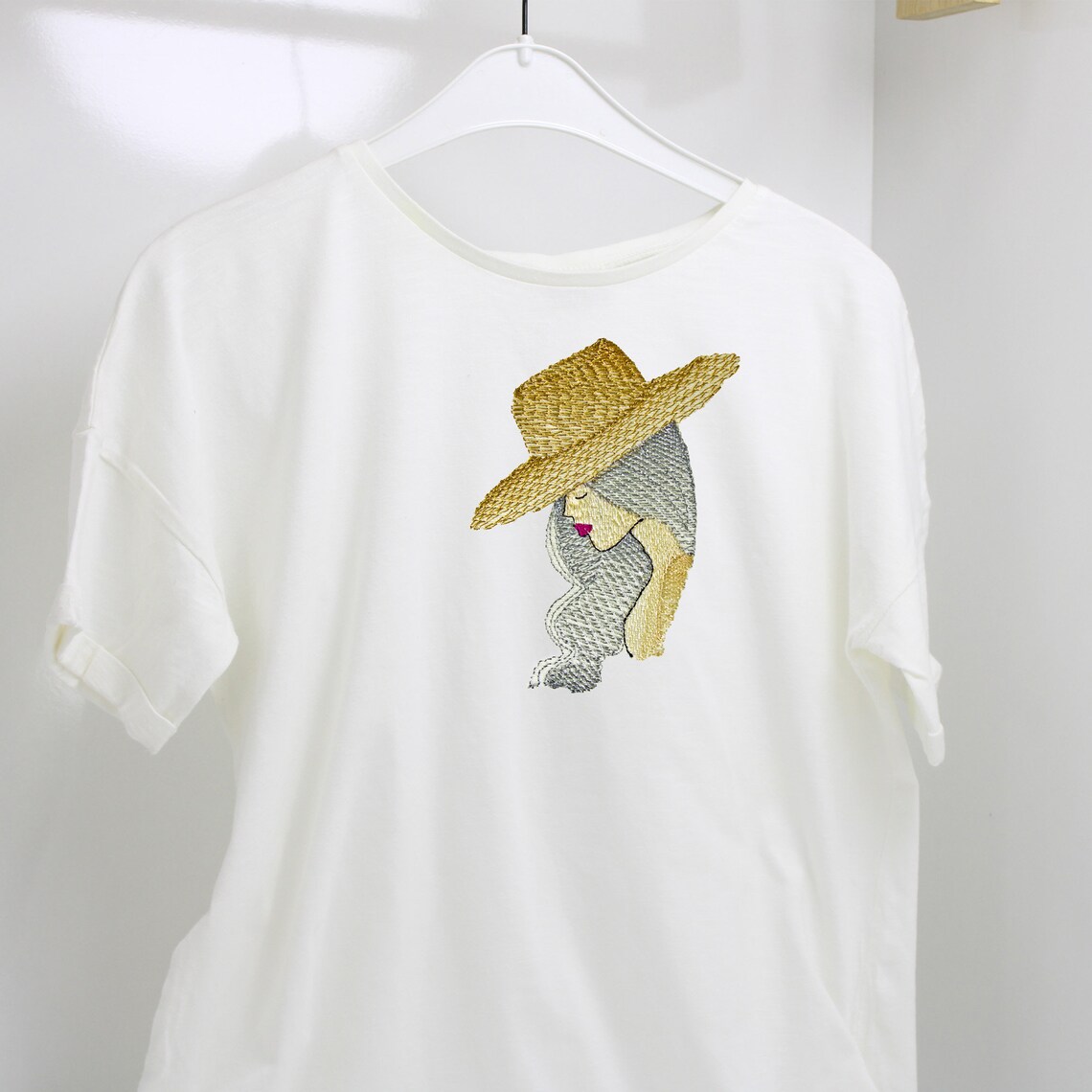 The woman with hat embroidery designmachine embroidery  etsy The woman with hat embroidery designmachine embroidery  etsy