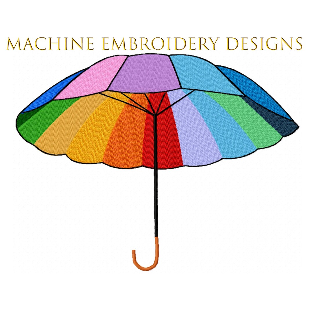 Rainbow Umbrella Embroidery Design.rainbow Embroidery.colorful Etsy