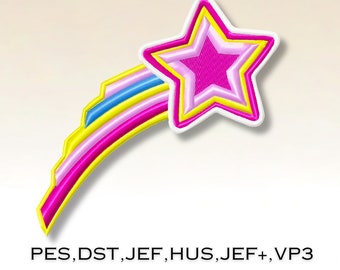 Colorful Shooting Star Embroidery Design – 6 Sizes ,Instant Download