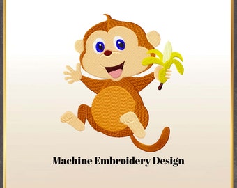 Baby Monkey Machine Embroidery Design,Animal Embroidery Design,Machine Embroidery Design,Embroidery Monkey.Embroidery Download.