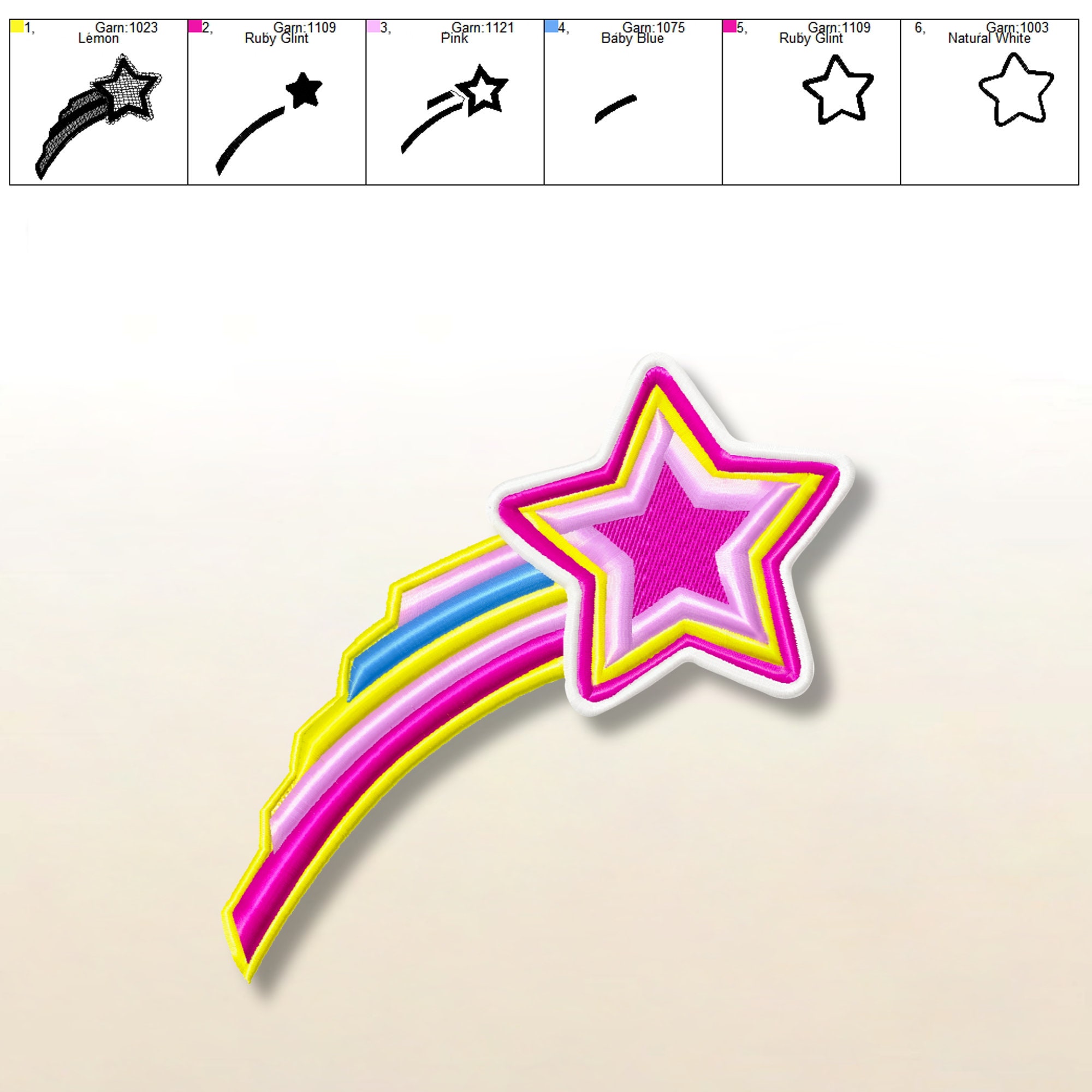 Colorful Shooting Star Embroidery Design – 6 Sizes ,instant Download - Etsy