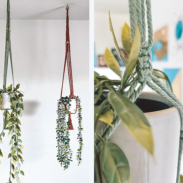 Makramee Blumenampel, Makramee Pflanzenhalter, Pflanzenaufhänger Wandbehang, hängender Blumentopf, Boho Geschenk, Balkondekor, Interior