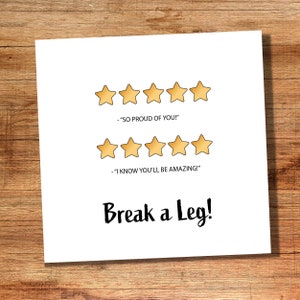 Break a Leg! Greetings Card & Envelope | Opening Night Theatre Card | Actor Good Luck Play or Musical