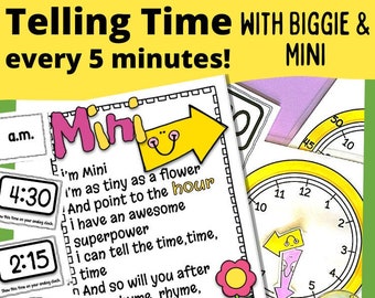 Centro imprimible para decir la hora, indica la hora, media hora y cuarto de hora, incluye relojes analógicos y digitales.