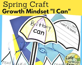 Manualidad para niños imprimible, manualidad de escritura de primavera, actividad de escritura de mentalidad de crecimiento