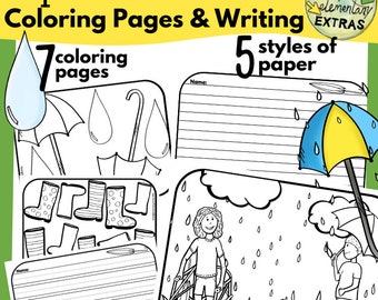 Páginas para colorear de primavera para niños, lluvias de abril, papel para escribir, papel para escribir rayado para niños