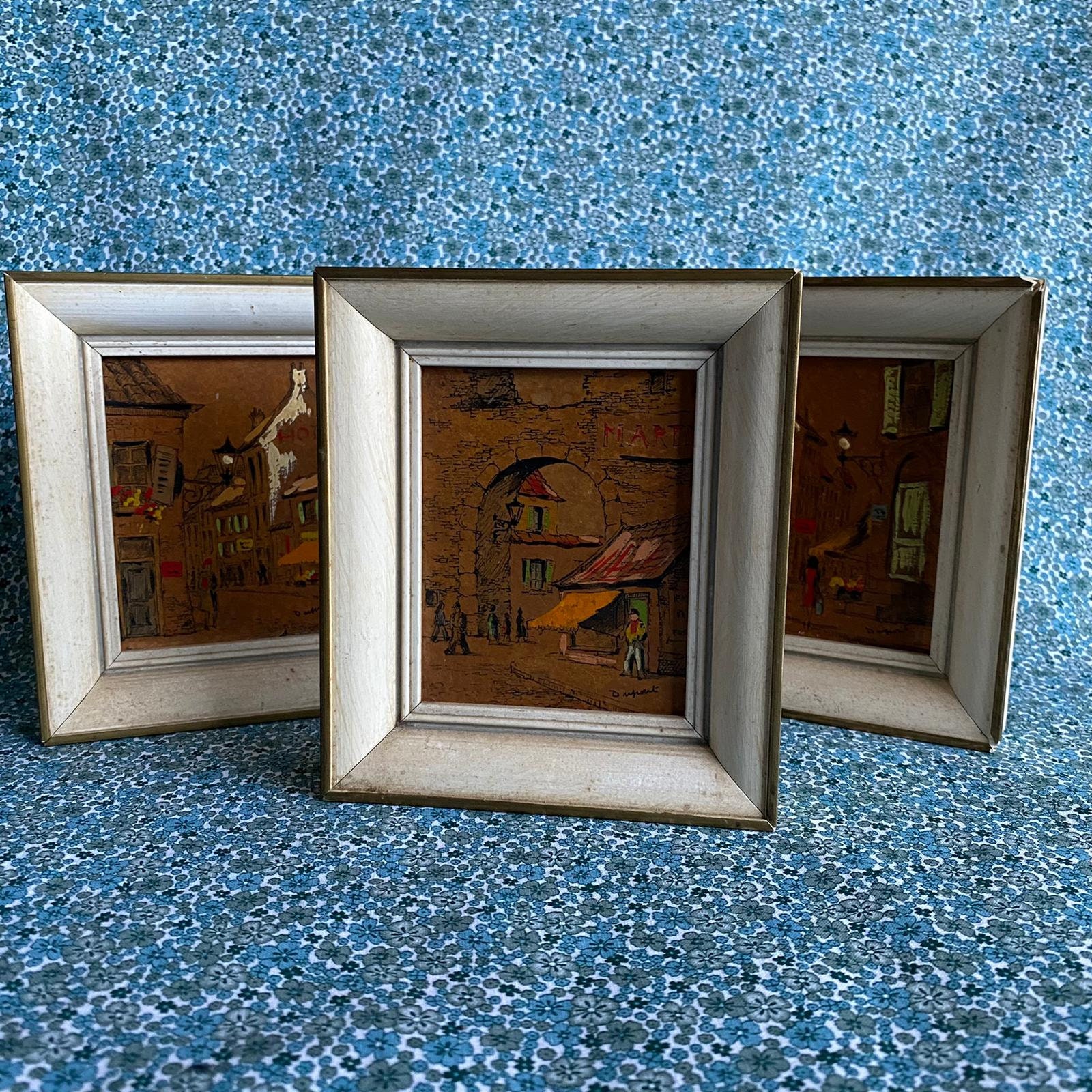 Vintage Trio Of Original Scenic Framed Art Pieces Small Etsy