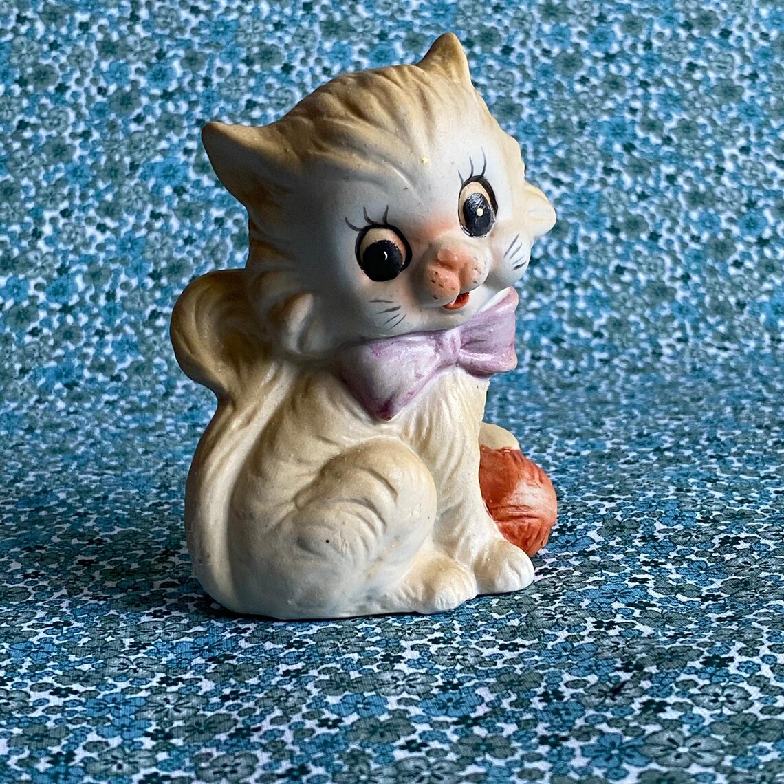 Small Vintage Kitsch Cat Figurine Ornament Playful Kitten Etsy