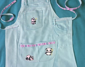Upcycled Kids Turquoise Denim Apron ~ Age 6+