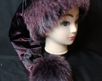 Luxury Purple Check Santa Hat
