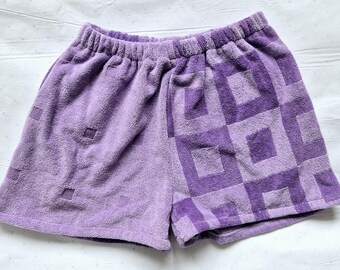 Upcycled Purple Towel Shorts XS/S