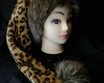 Luxury Faux Fur Leopard Print Santa Hat