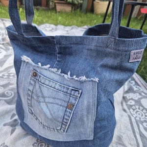 Mid Denim Upcycled Tote Bag