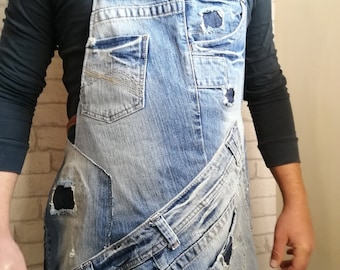 Recycled Handcrafted Denim & Leather apron