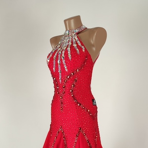 Smooth Competition Ballroom Dance Dress. Custom Made Couture Gown for Standard Smooth Dance