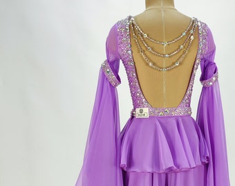 Purple Haze: Ballroom Dance Dress Couture. Custom made with Swarovski elements for standard / smooth