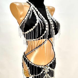 Luxury Black & Crystal Latin Ballroom Dress – Custom Fringe , Rhinestone Design for Competition or Showcase
