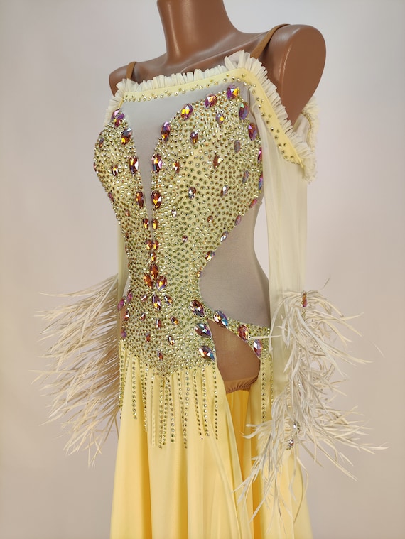 正装　スタンダードドレス 社交ダンス用　スワロスキー American Smooth Dance Dress Couture. Custom Made for With