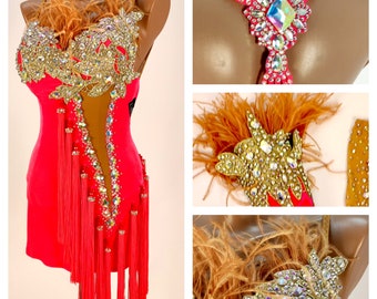 Ballroom Latin Dance Dress with Swarovski Crystals