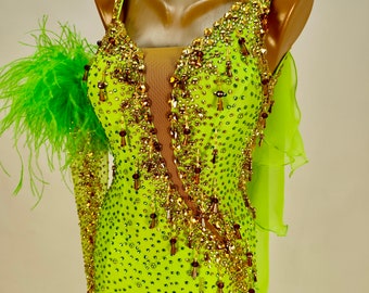 Greenery - Balroom Dance Dress Couture. Custom made with Swarovski elements for standard / smooth