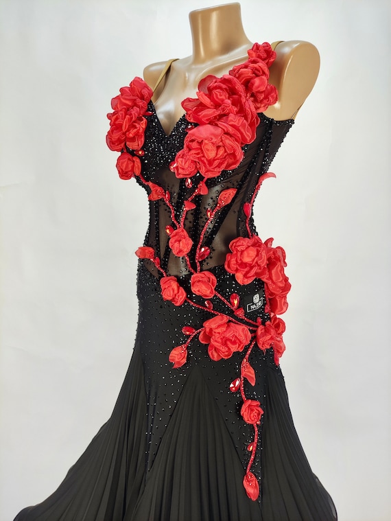 Ballroom Dance Dress Couture. Custom made with Swarovski elements for standard / smooth