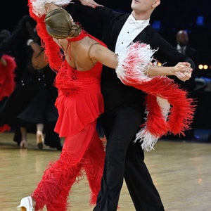 21JumpStreet__ Rhythm & Latin jumpsuit. Ballroom Dance Dress.  Pants looks! Very unique!