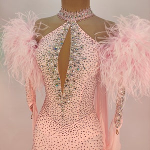 Blush : Ballroom Dance Dress Couture. Custom made with Swarovski elements for standard / smooth
