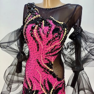 Flower Power:  Ballroom Dance Dress Couture. Custom made with Swarovski elements for standard / smooth