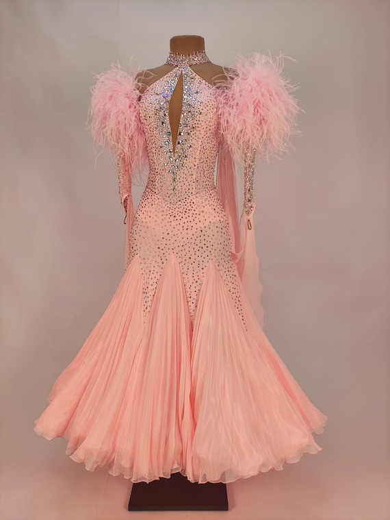 Blush : Ballroom Dance Dress Couture. Custom made with Swarovski elements for standard / smooth