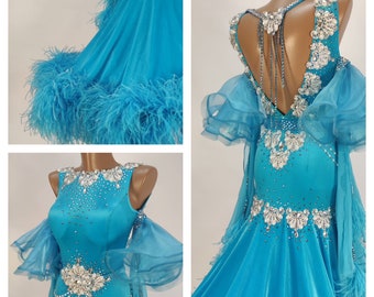 Ballroom Dance Dress Couture. Custom made with Swarovski elements for standard / smooth