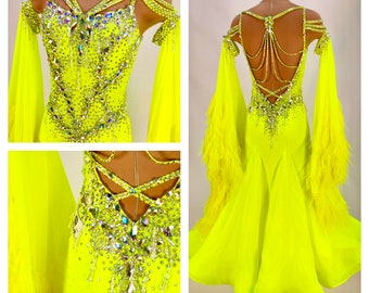 Electric lighting: Ballroom Dance Dress Couture. Custom made with Swarovski elements for standard / smooth