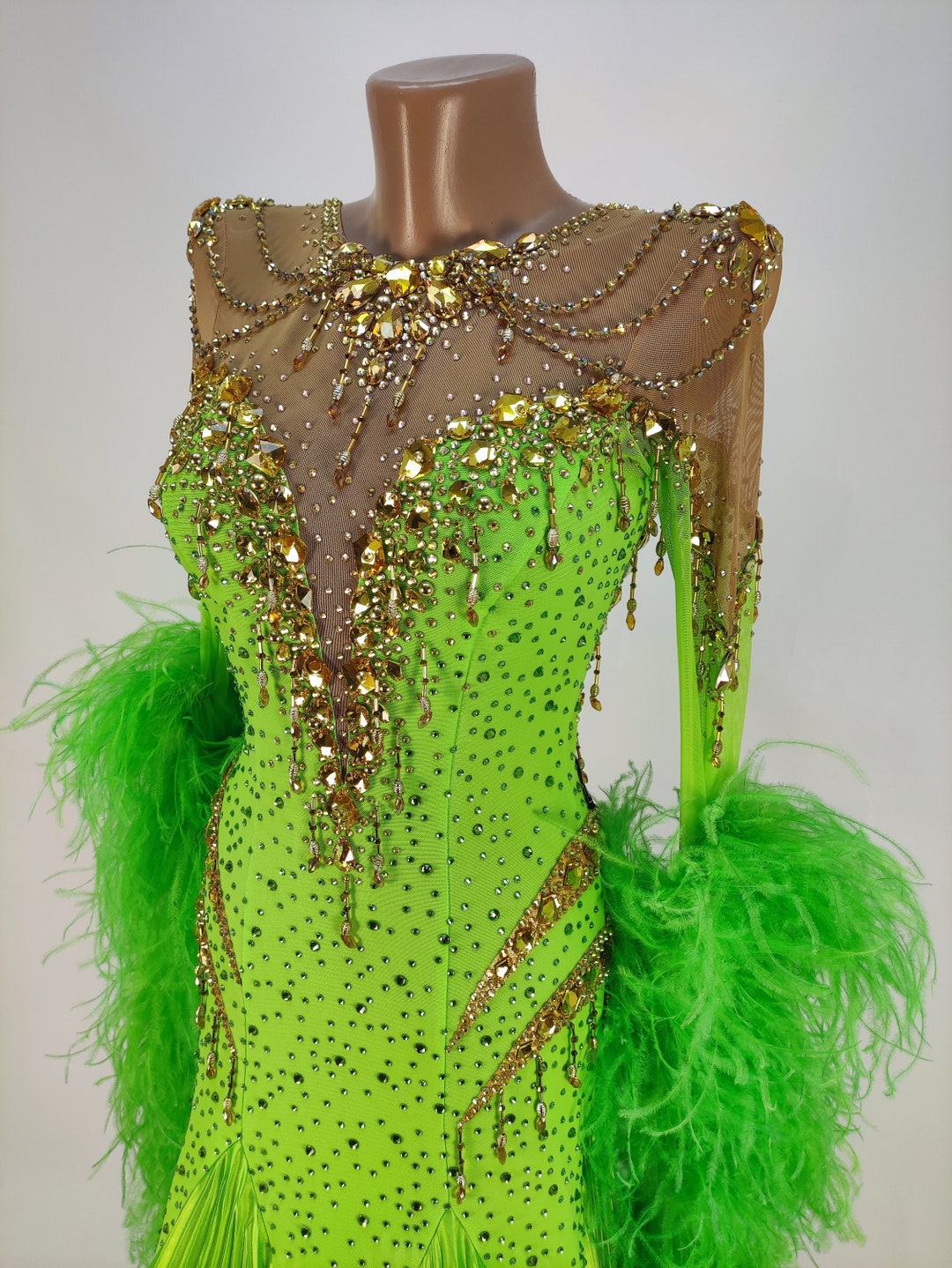 Green Grass Grow: Ballroom Dance Dress. Custom Made Ballgown for Standard /  Smooth With Swarovski - Etsy